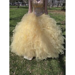 Yellow 0 Quinceanera dress Morilee Vizcaya 89038 Belle Princess Prom Ball Gown